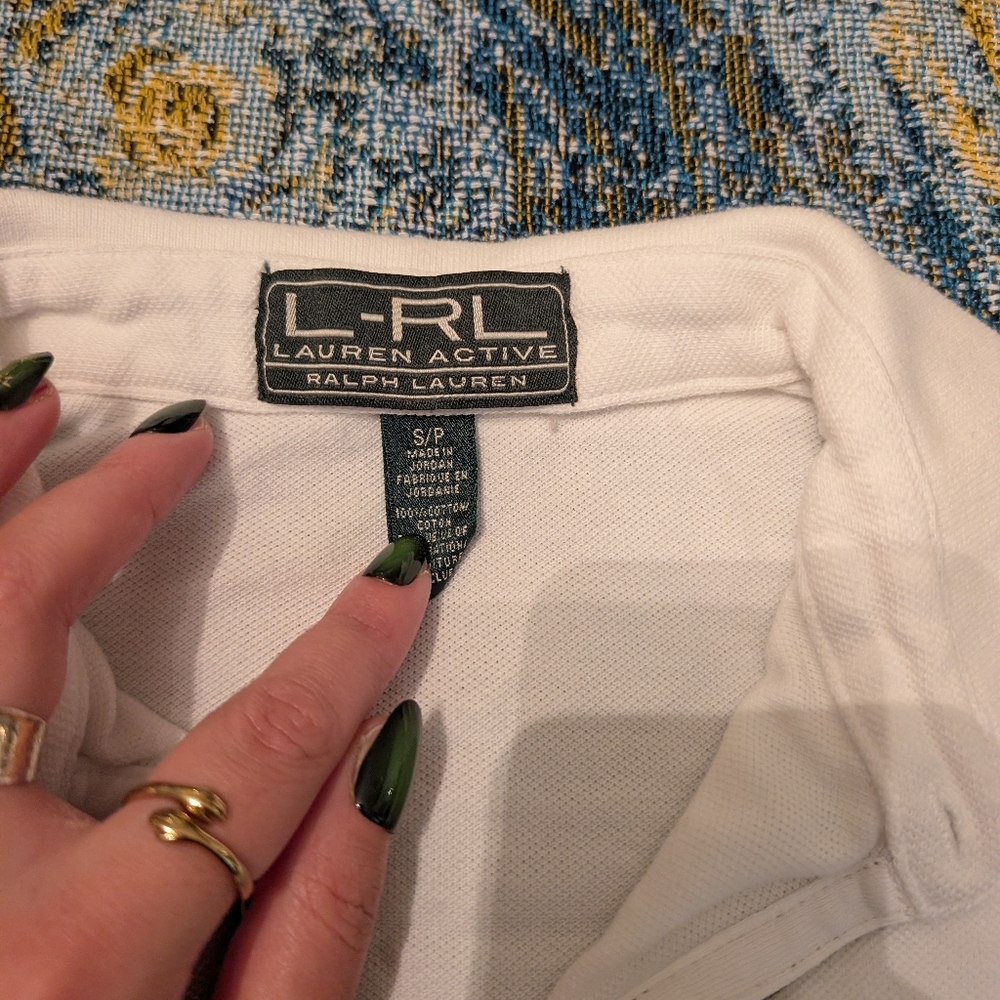 Ralph Lauren White Polo Shirt with Black Trim - Picture 3 of 4